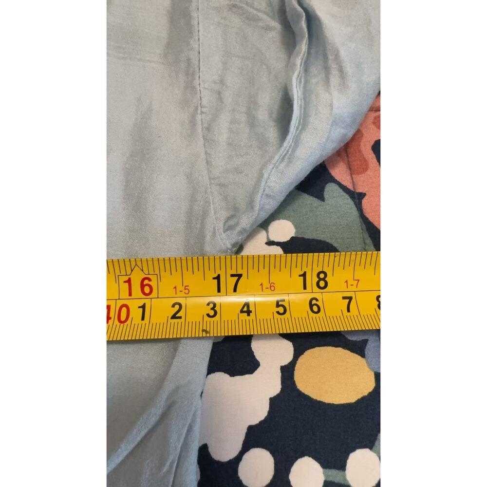 Women Light Blue Shirt Blouse Tie Front Cinched Waist Ruffle Sleeve Top Casual M - Picture 5 of 9